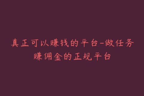真正可以赚钱的平台-做任务赚佣金的正规平台