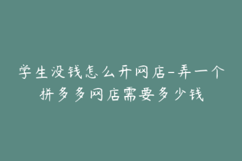 学生没钱怎么开网店-弄一个拼多多网店需要多少钱