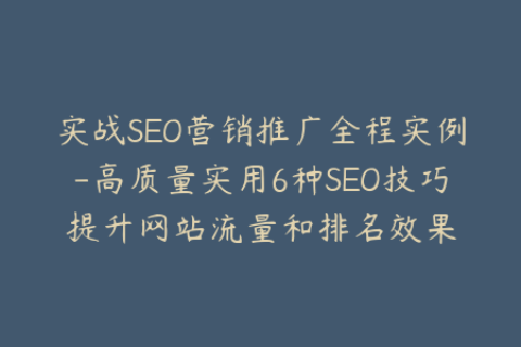 实战SEO营销推广全程实例-高质量实用6种SEO技巧提升网站流量和排名效果