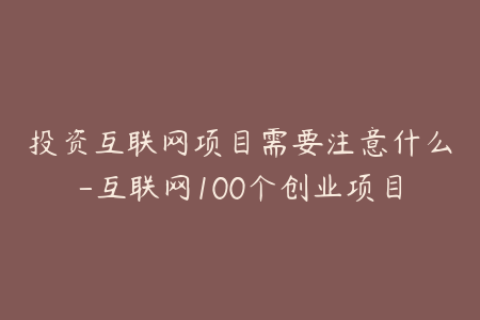 投资互联网项目需要注意什么-互联网100个创业项目