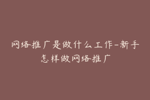 网络推广是做什么工作-新手怎样做网络推广