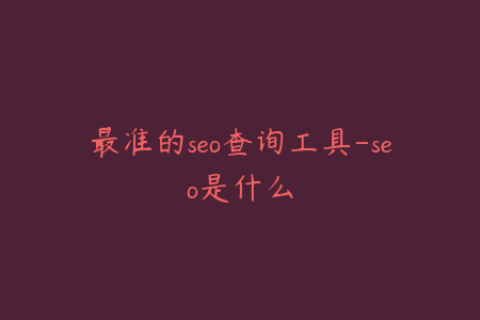 最准的seo查询工具-seo是什么