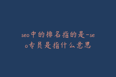 seo中的排名指的是-seo专员是指什么意思