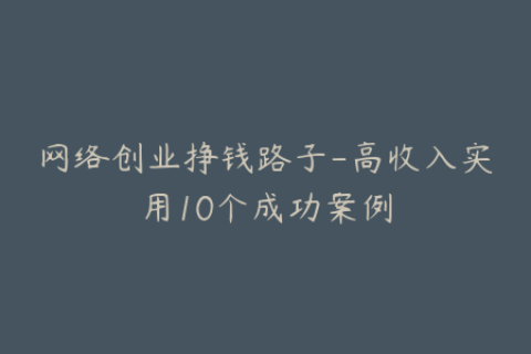 网络创业挣钱路子-高收入实用10个成功案例