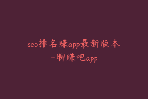 seo排名赚app最新版本-聊赚吧app