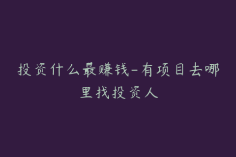 投资什么最赚钱-有项目去哪里找投资人