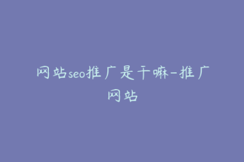 网站seo推广是干嘛-推广网站