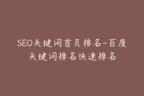 SEO关键词首页排名-百度关键词排名快速排名