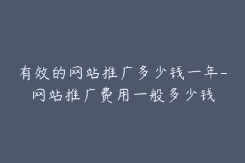有效的网站推广多少钱一年-网站推广费用一般多少钱