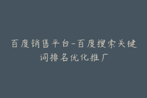 百度销售平台-百度搜索关键词排名优化推广