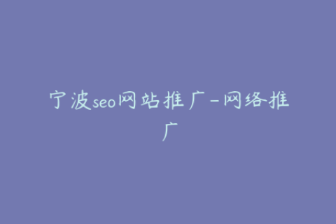 宁波seo网站推广-网络推广