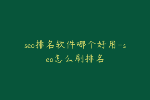 seo排名软件哪个好用-seo怎么刷排名