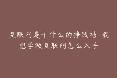 互联网是干什么的挣钱吗-我想学做互联网怎么入手