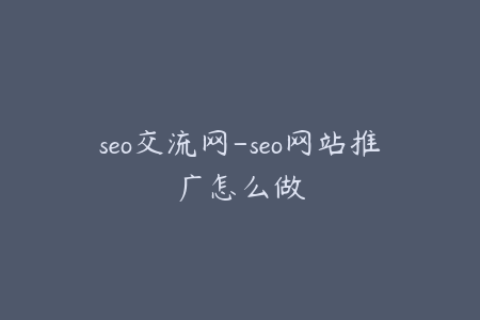 seo交流网-seo网站推广怎么做