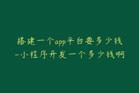 搭建一个app平台要多少钱-小程序开发一个多少钱啊