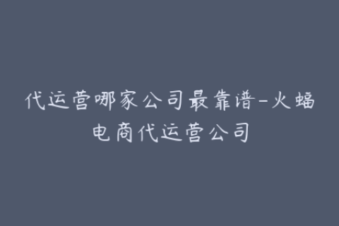 代运营哪家公司最靠谱-火蝠电商代运营公司