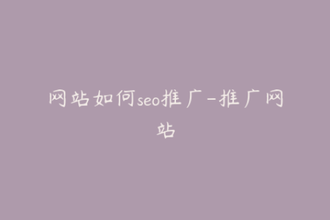 网站如何seo推广-推广网站