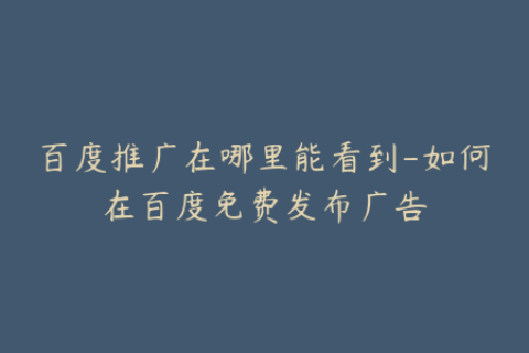 百度推广在哪里能看到-如何在百度免费发布广告