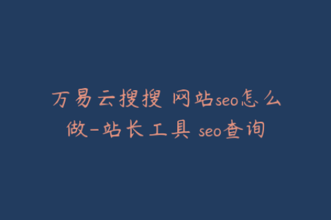 万易云搜搜 网站seo怎么做-站长工具 seo查询