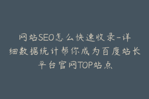 网站SEO怎么快速收录-详细数据统计帮你成为百度站长平台官网TOP站点