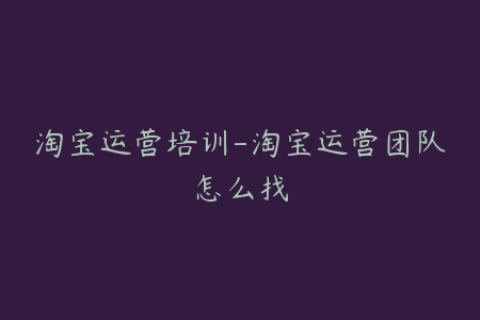 淘宝运营培训-淘宝运营团队怎么找