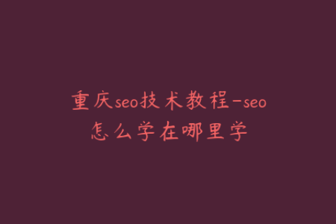 重庆seo技术教程-seo怎么学在哪里学