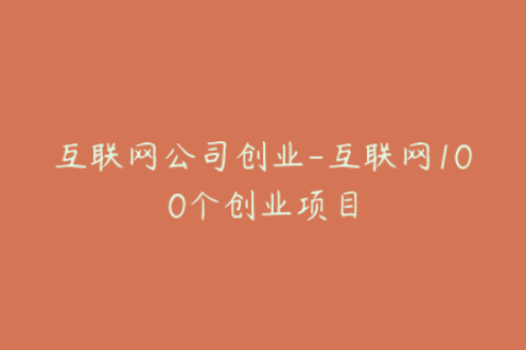 互联网公司创业-互联网100个创业项目