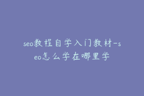 seo教程自学入门教材-seo怎么学在哪里学