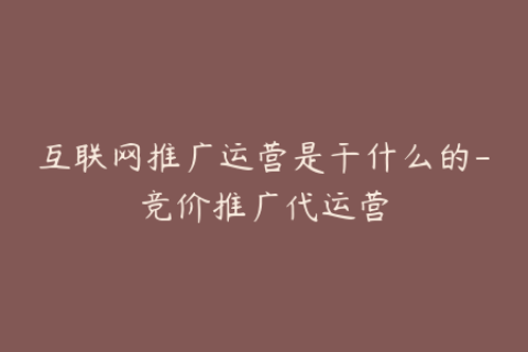 互联网推广运营是干什么的-竞价推广代运营