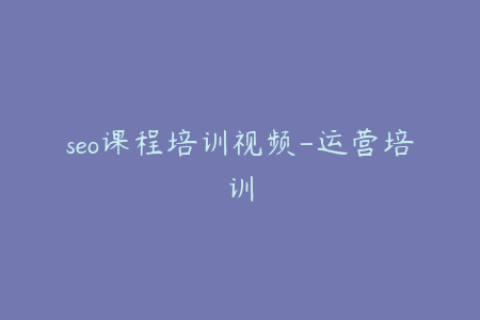 seo课程培训视频-运营培训