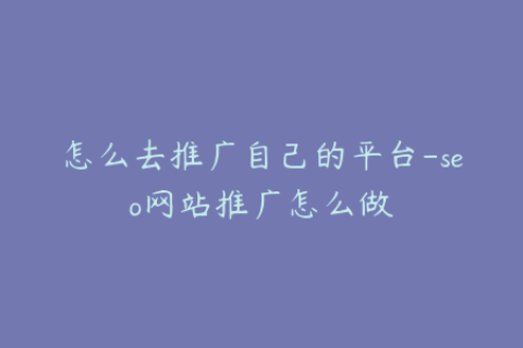 怎么去推广自己的平台-seo网站推广怎么做