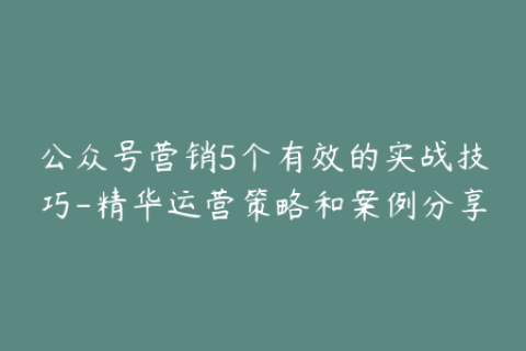 公众号营销5个有效的实战技巧-精华运营策略和案例分享