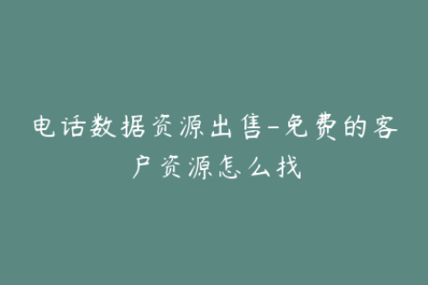电话数据资源出售-免费的客户资源怎么找