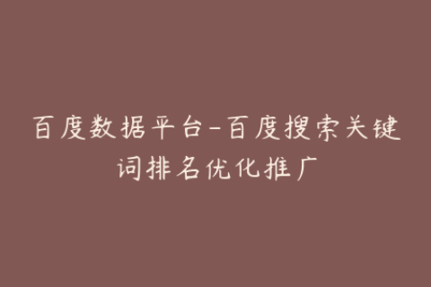 百度数据平台-百度搜索关键词排名优化推广