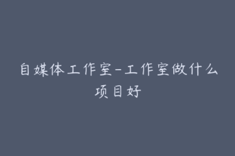 自媒体工作室-工作室做什么项目好