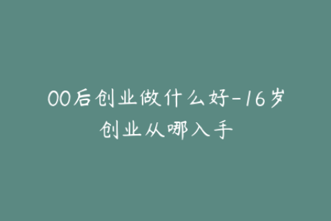 00后创业做什么好-16岁创业从哪入手