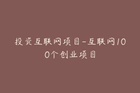 投资互联网项目-互联网100个创业项目