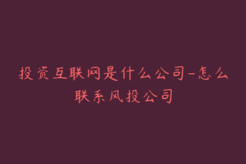 投资互联网是什么公司-怎么联系风投公司
