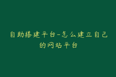 自助搭建平台-怎么建立自己的网站平台