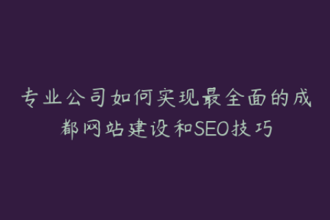 专业公司如何实现最全面的成都网站建设和SEO技巧
