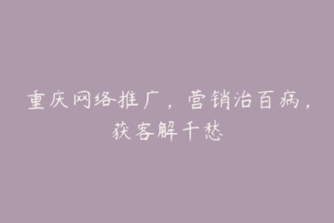 重庆网络推广，营销治百病，获客解千愁