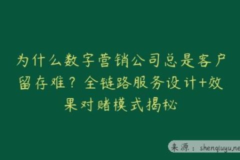 为什么数字营销公司总是客户留存难？全链路服务设计+效果对赌模式揭秘