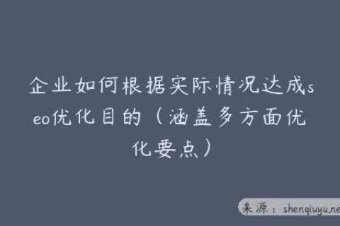 企业如何根据实际情况达成seo优化目的（涵盖多方面优化要点）