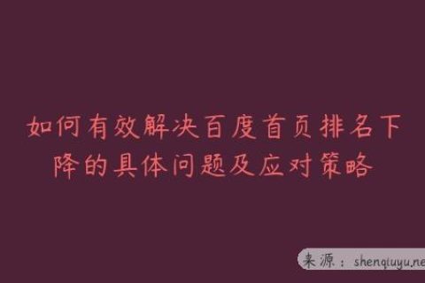 如何有效解决百度首页排名下降的具体问题及应对策略