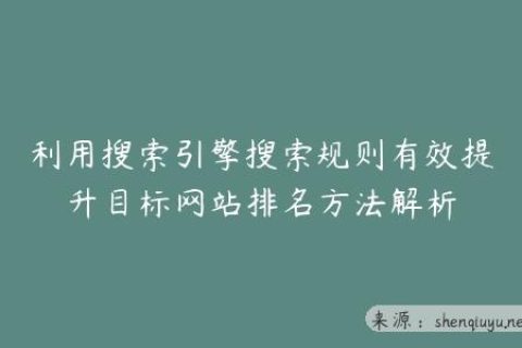 利用搜索引擎搜索规则有效提升目标网站排名方法解析