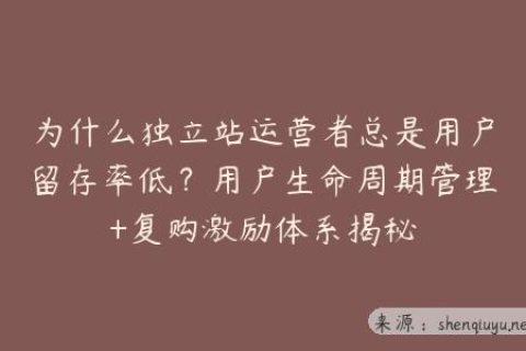 为什么独立站运营者总是用户留存率低？用户生命周期管理+复购激励体系揭秘