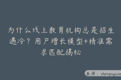 为什么线上教育机构总是招生遇冷？用户增长模型+精准需求匹配揭秘
