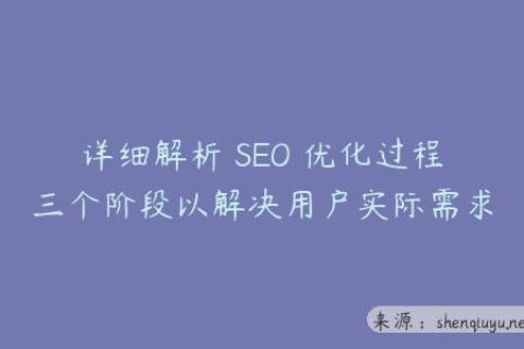 详细解析 SEO 优化过程三个阶段以解决用户实际需求