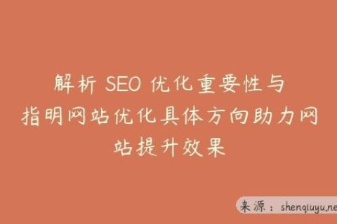 解析 SEO 优化重要性与指明网站优化具体方向助力网站提升效果
