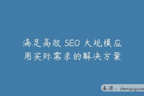 满足高效 SEO 大规模应用实际需求的解决方案